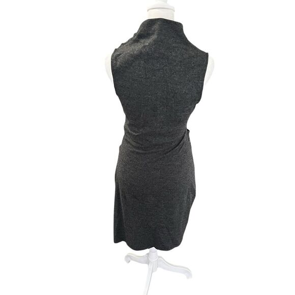 Helmut Lang Sonar Wool Gray Asymmetric Cowl Neck Fitted Sleeveless Dress S - Picture 8 of 14